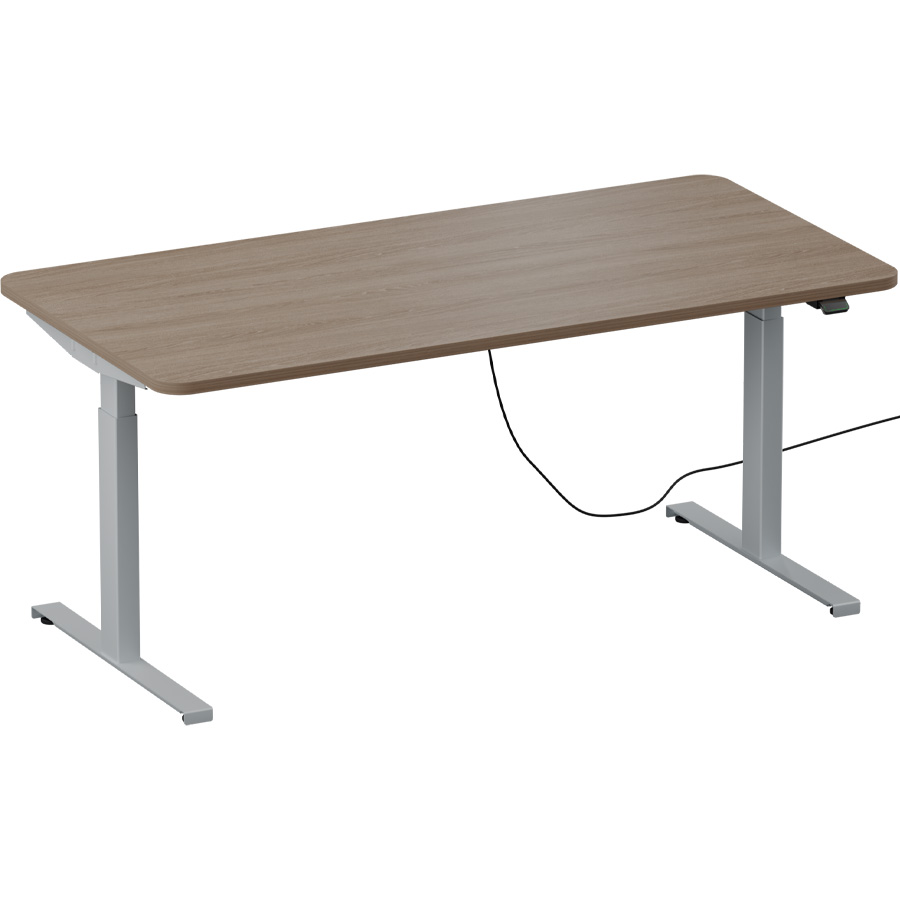 Schreibtisch NewWORK elektrisch höhenverstellbar - Gestell silber - Platte Eiche gekälkt