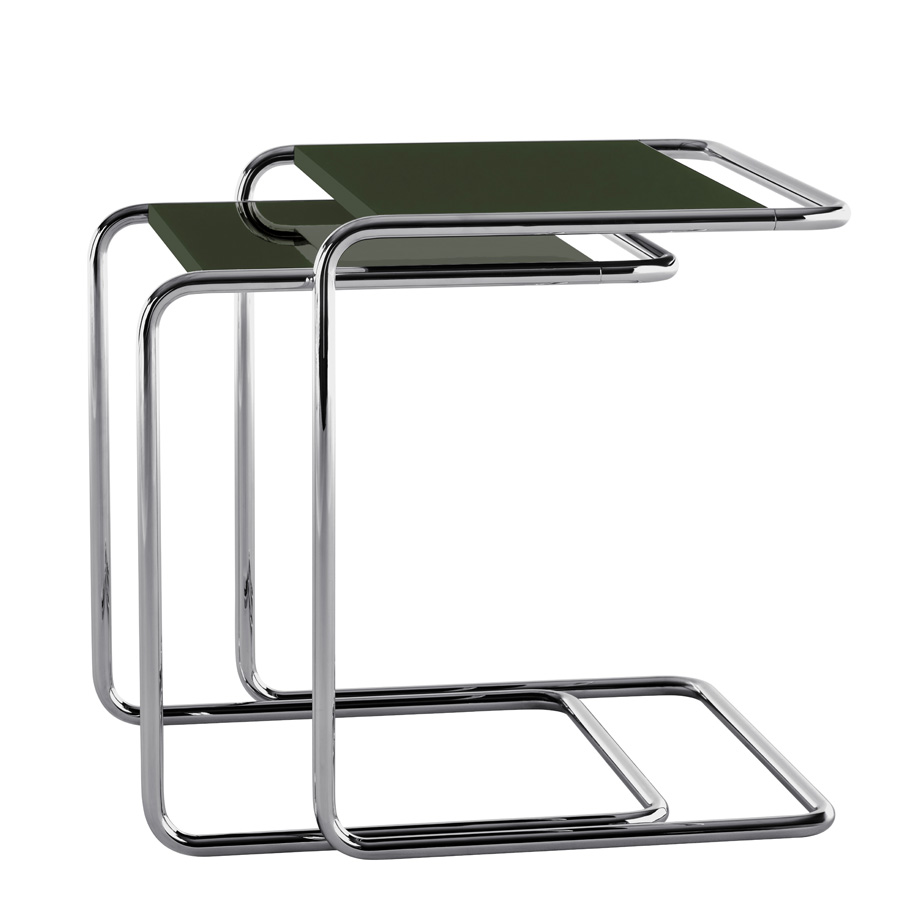 JS. THONET Beistell- und Satztisch SET B 97 Serious 03 | Tischplatte graphite green | Gestell Titan