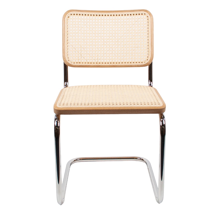 THONET Stahlrohr-Freischwinger S 32 V Rohrgeflecht-Sitz Eiche Pure Materials - Frontansicht