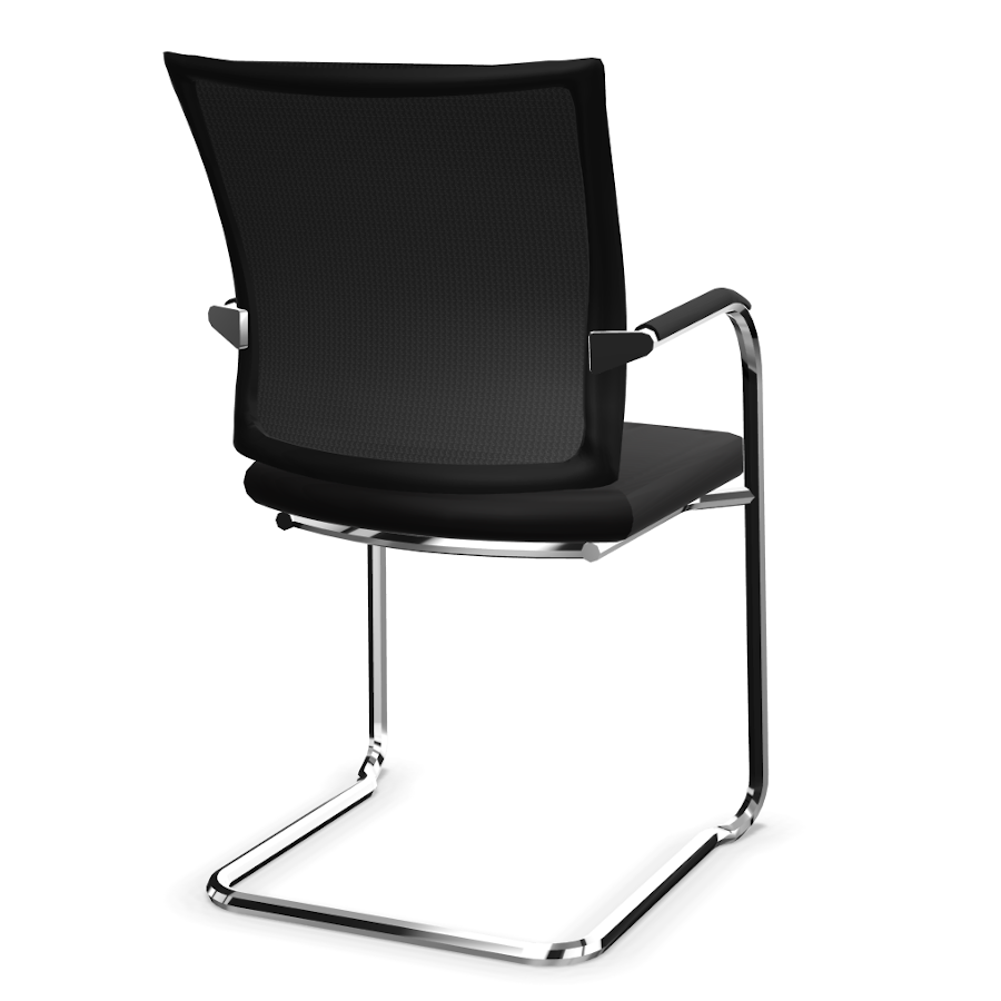 Klöber Orbit Network Gestell chrom glänzend mit Kunststoffauflage schwarz Sicht von hinten