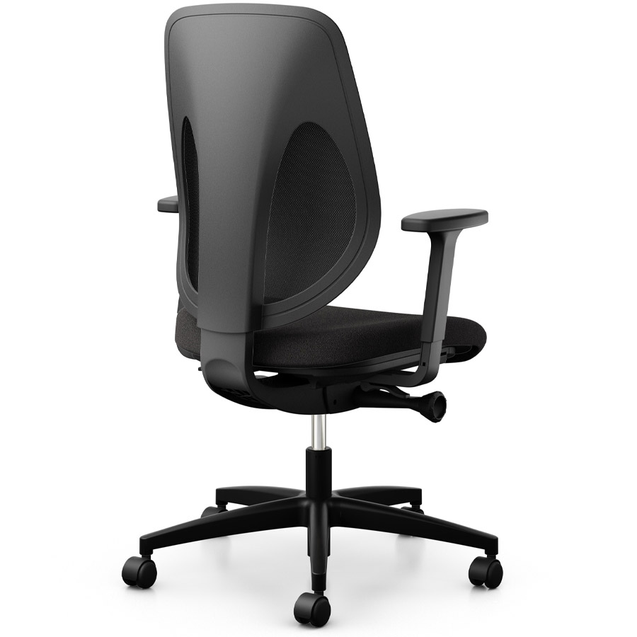 353 Drehstuhl Netzrücken schwarz mit Armlehnen Rückansicht