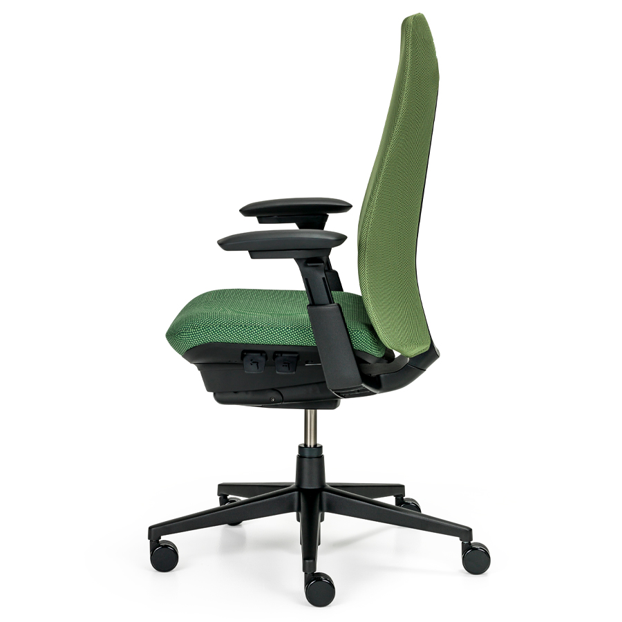 HAWORTH Fern Bürodrehstuhl grün mit Netzrücken - Gestell schwarz - Seite