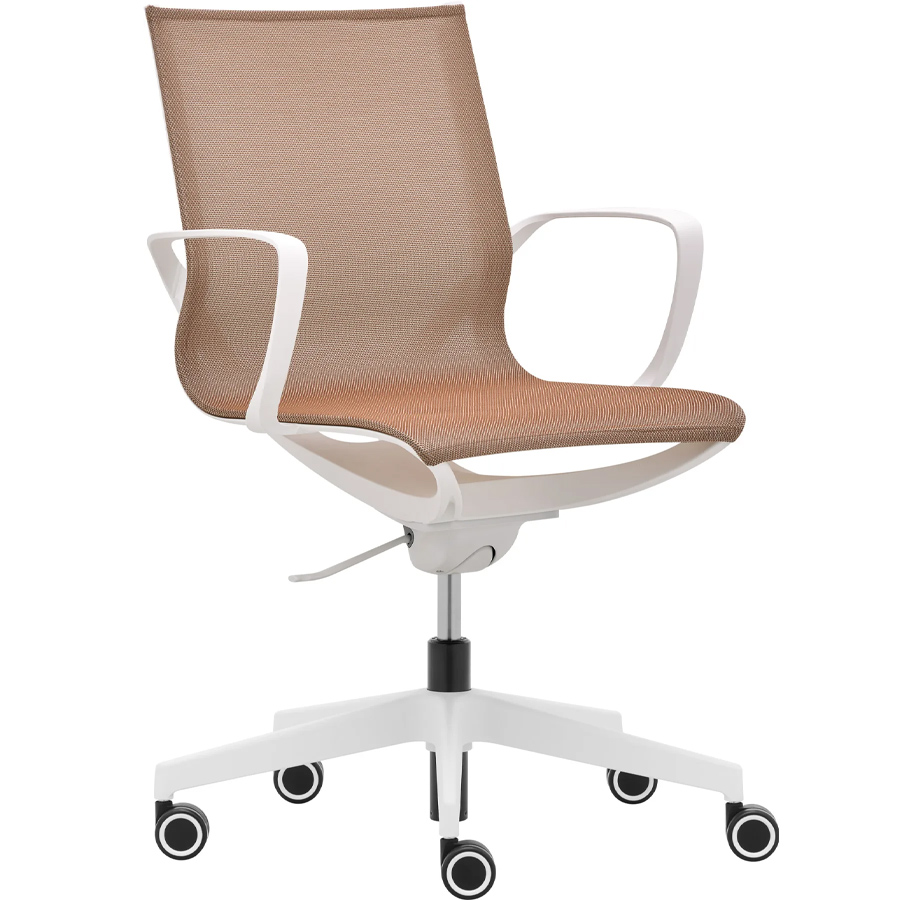 Rim Zero G Gestell weiß, mit Armlehnen, Stoff 442, Fußkreuz weiß, Ringe an den Rollen weiß