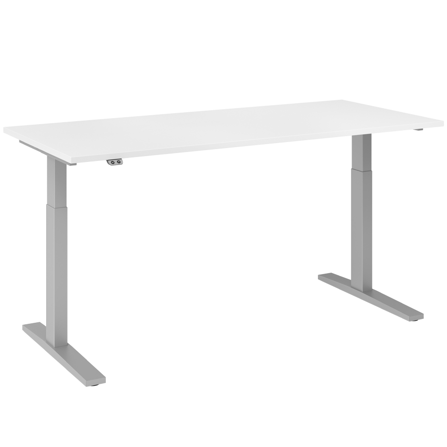 RWH Action Schreibtisch elektrisch verstellbar - weiß-silber - Breite 180 cm
