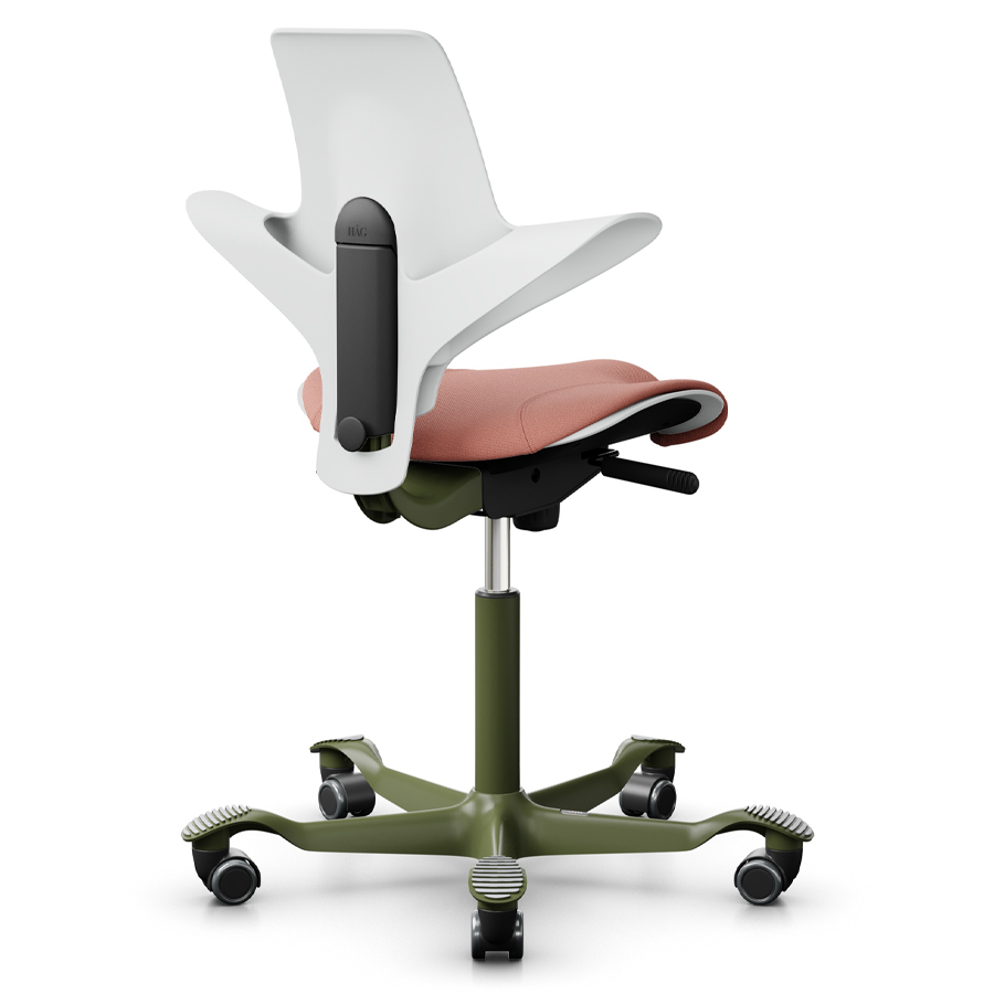 HAG CAPISCO PULS 8020 | Schale weiß | Bezug Select rosa | Gestell Moss Grey