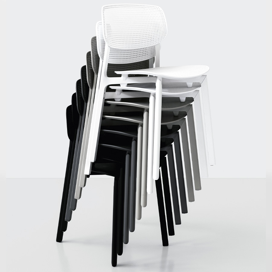 Kristalia COLANDER Chair Stack Black and White