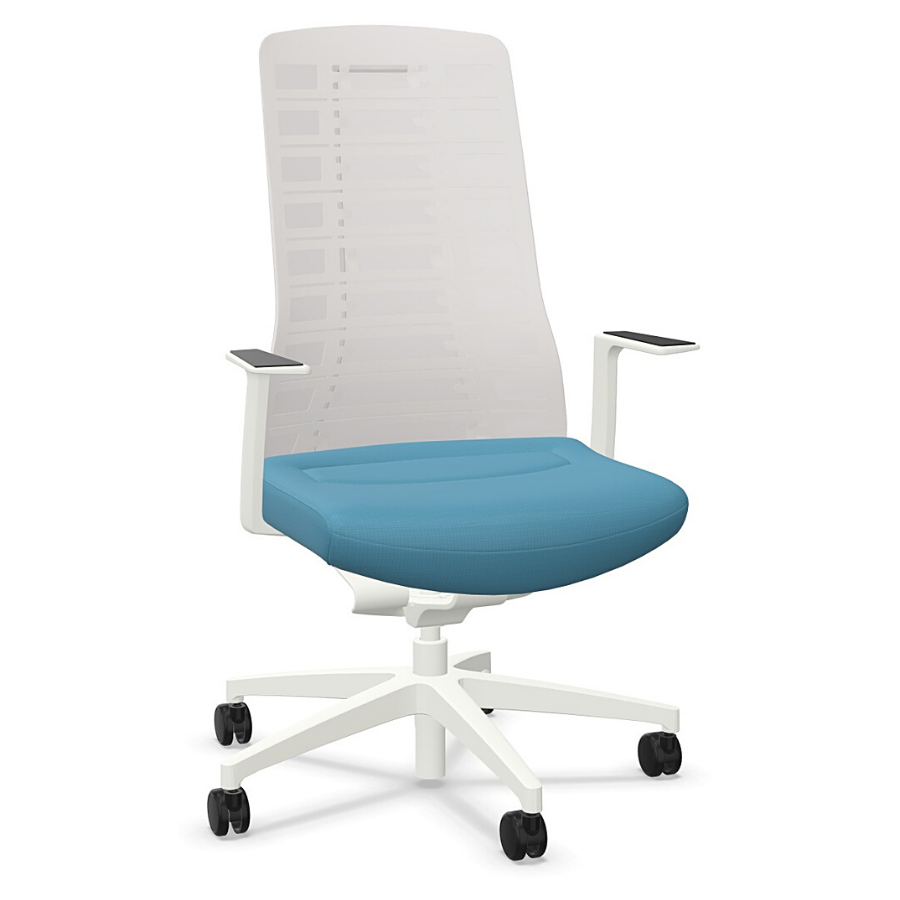 Interstuhl PUREis3 PU213 Bürostuhl weiß mit Netzrücken pastellblau