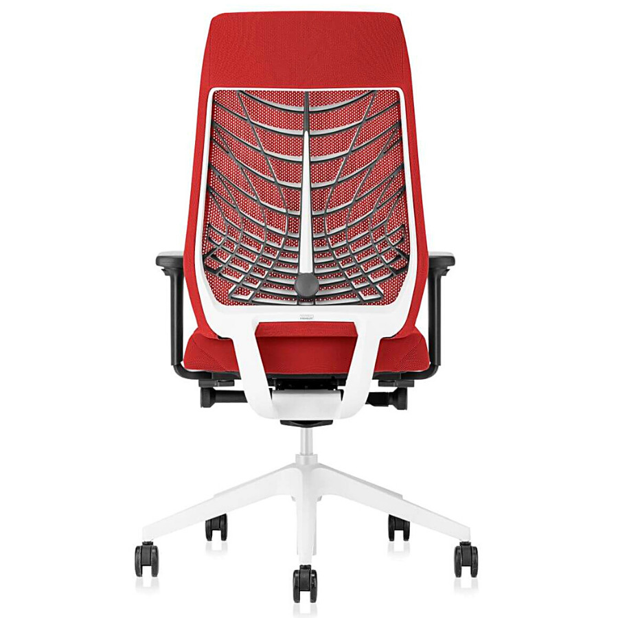Interstuhl JOYCEis3 JC217 Bürostuhl mit Netzrücken Farbe feuerrot Gestell hellgrau - Rückansicht