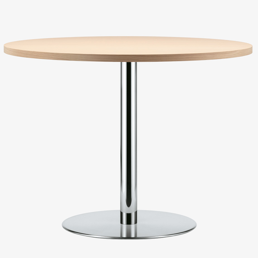 Thonet S 1123 Tischplatte Buche klar lackiert, gerade Kante, Gestell chrom