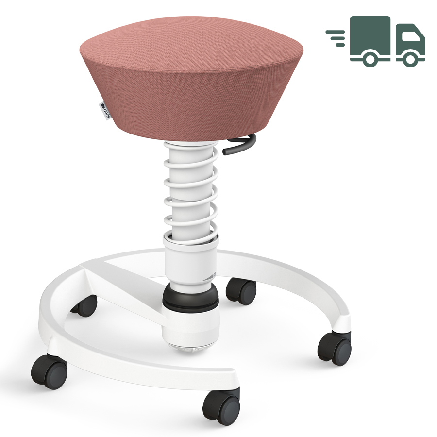 Aeris Swopper Select Wolle blassrosa mit Rollen - Gestell weiß - Standardfeder