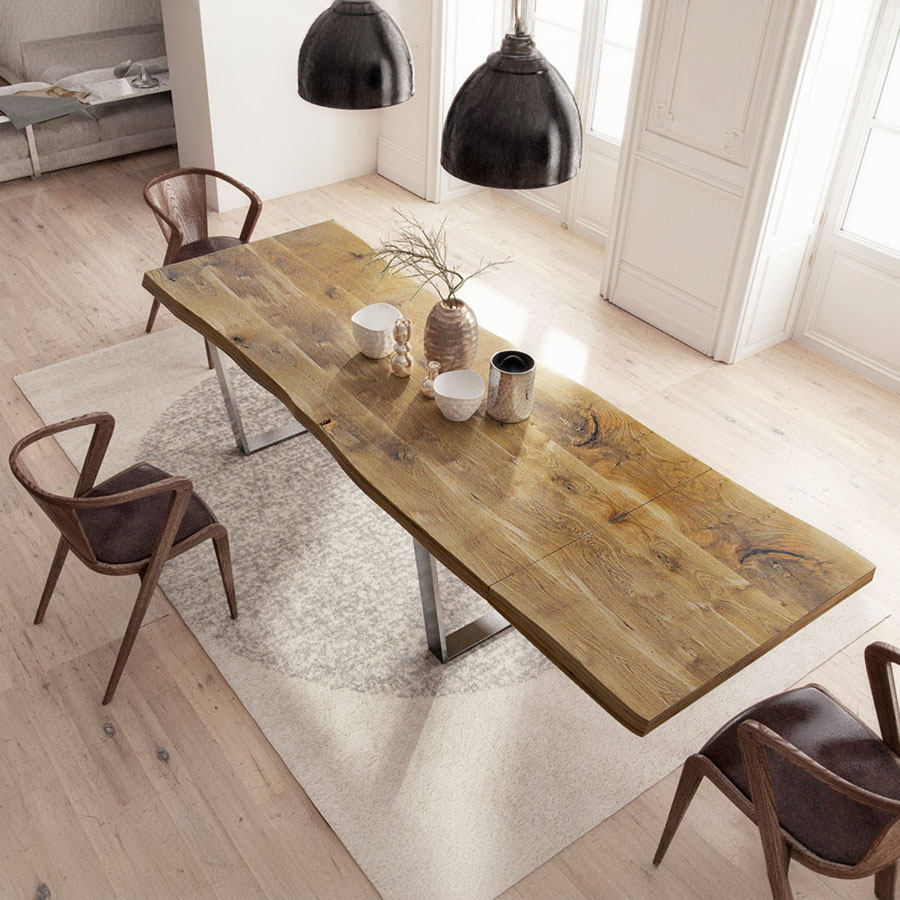 Trebord Tisch Avangard, Standard V Gestell, Tischplatte Eiche