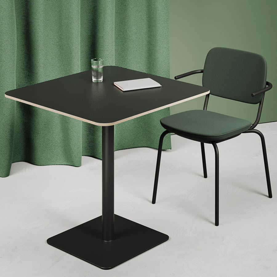 Profim Tisch T75 - Platte HPL LW02 schwarz - Gestell RAL 9005 schwarz