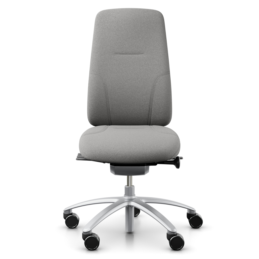 rh Logik 220 silver | Bezug Cura grau | Fußkreuz Alu silber | Front