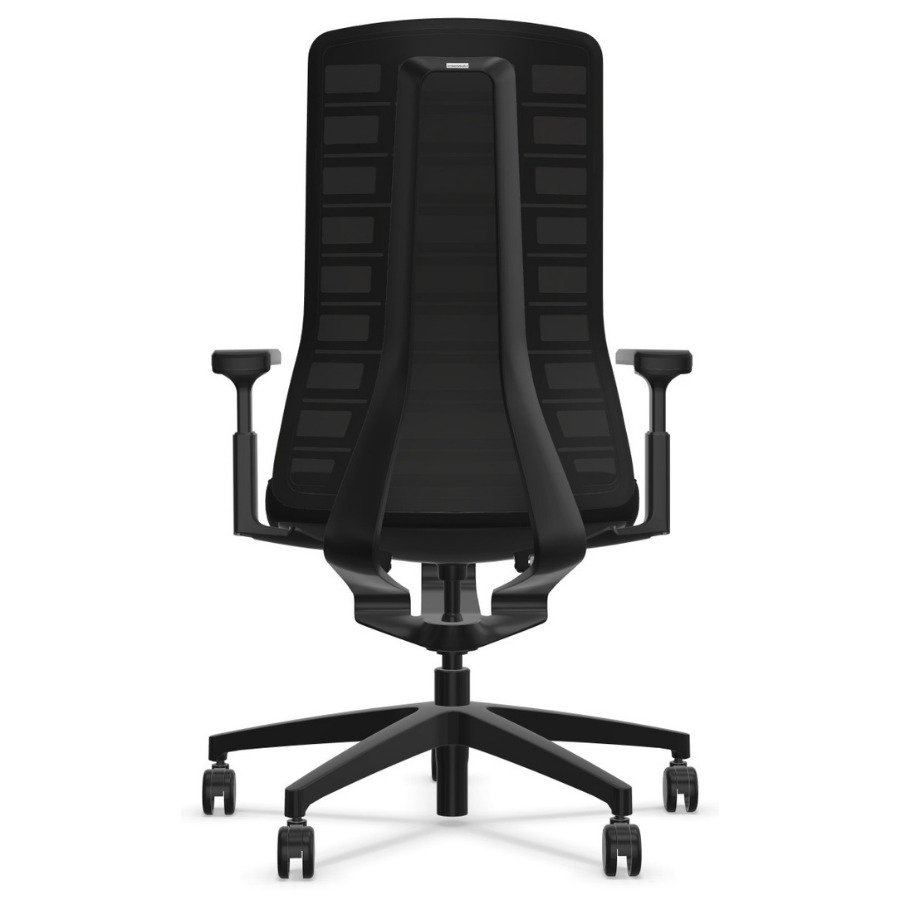 Interstuhl PUREis3 PU213 Bürostuhl schwarz mit Netzrücken 3D-Armlehnen - Rückansicht