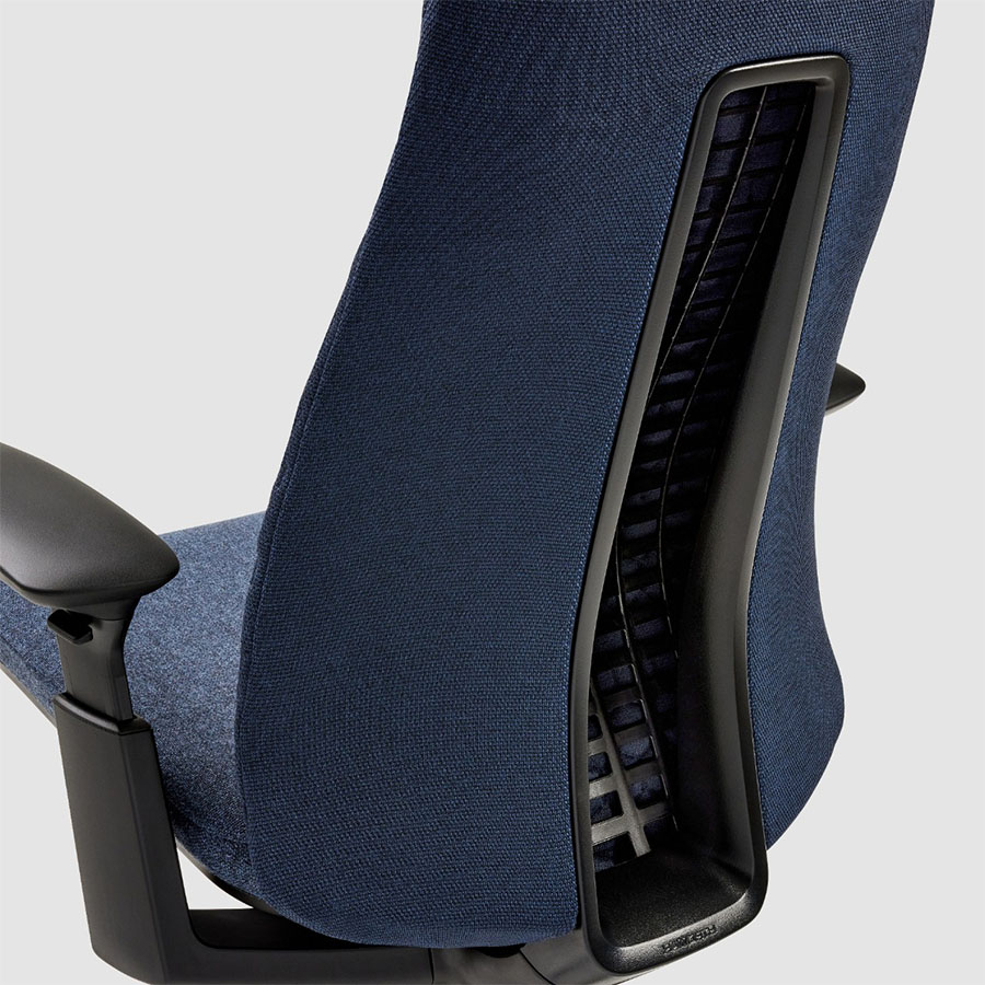 HAWORTH Fern Digital Knit Mariner, Rahmen schwarz, 4D-Armlehnen, Aluminiumfußkreuz schwarz