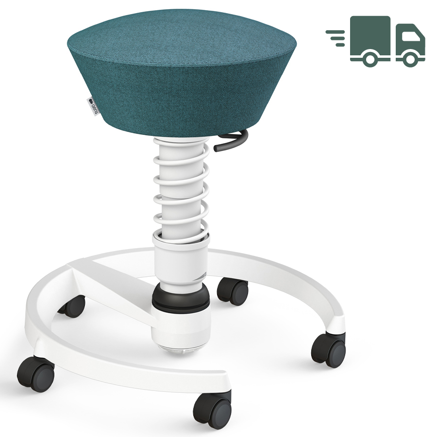 Aeris Swopper Capture Wolle petrol-blau meliert - Rollen - Gestell weiß - Standardfeder