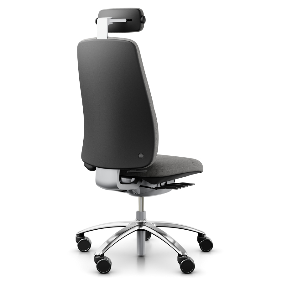 rh Logik 220 silver | Nackenstütze | Bezug Cura grau | Fußkreuz Alu poliert | Rückseite