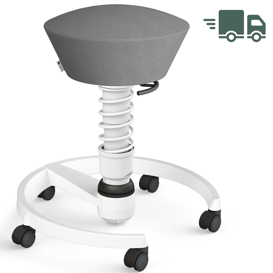 Aeris Swopper Mikrofaser Comfort grau mit Rollen - Gestell weiß - Standardfeder