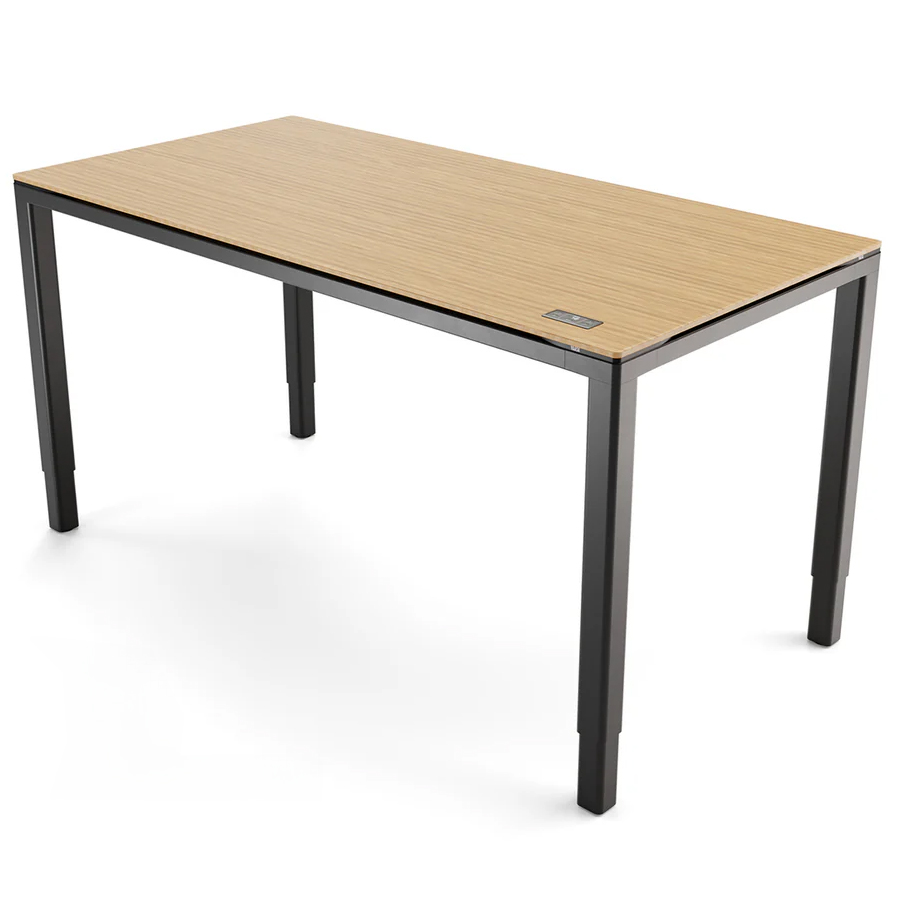 Yaasa Desk Four Tisch Gestell schwarz, Tischplatte Bambus Große 160 x 80 cm, Bedienelement integriert