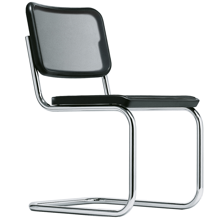 THONET Stahlrohr-Freischwinger S 32 N mit Kunststoffnetzbespannung schwarz