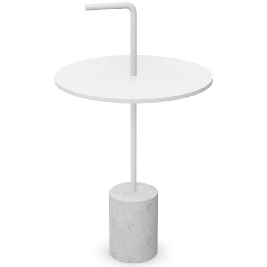 lapalma JEY Beistelltisch Fenix weiß mit runder Platte, Marmorfuß und Griff