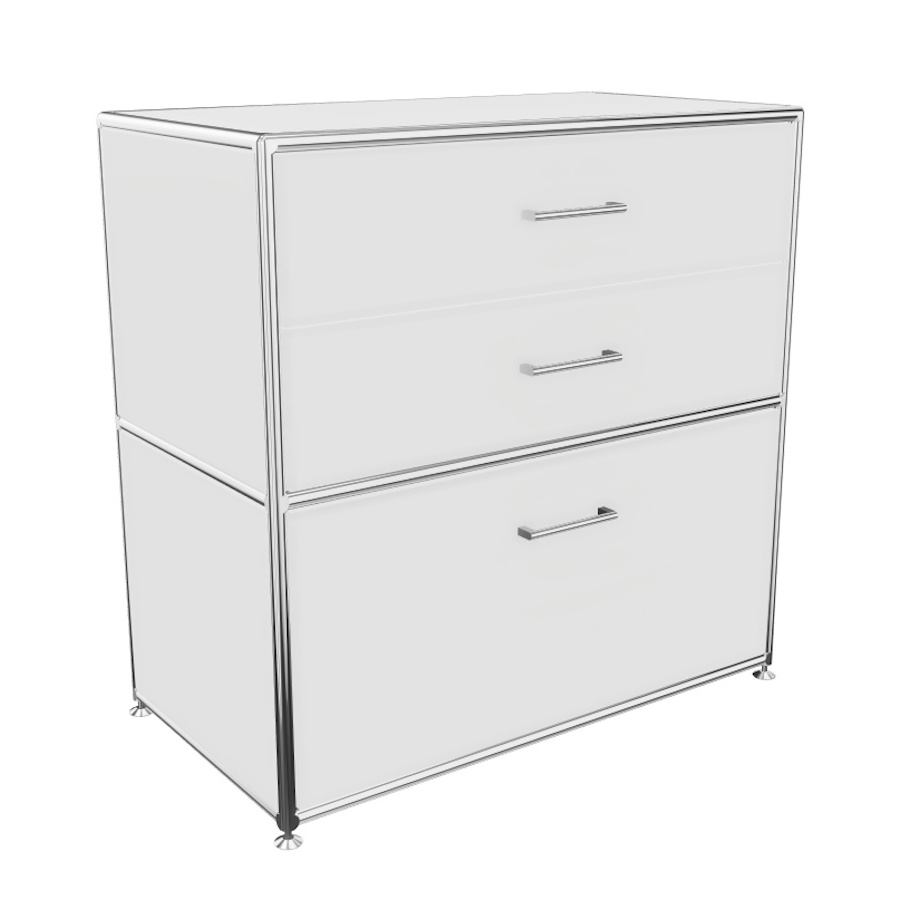 Bosse Regal Chrom 2 OH Breite 80 cm mit 3 Schüben in Melamin Weiß