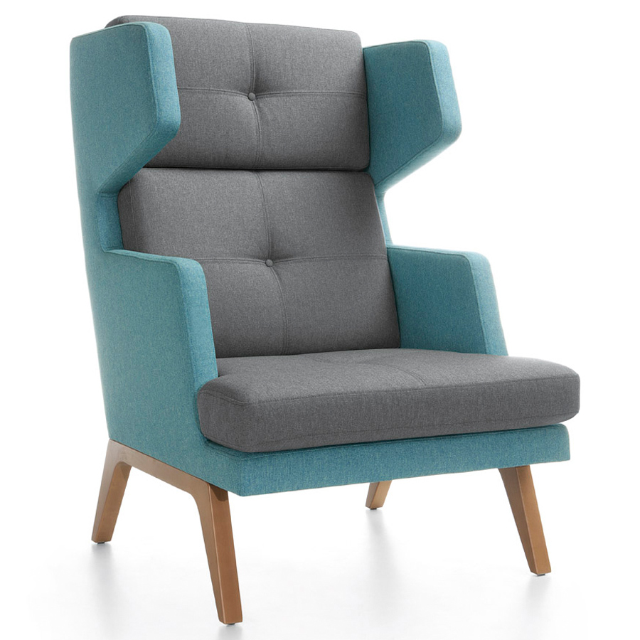 Profim October Sessel hohe Rückenlehne - Stoff Medley 67006 und 60003 - Gestell Holz Buche - Front