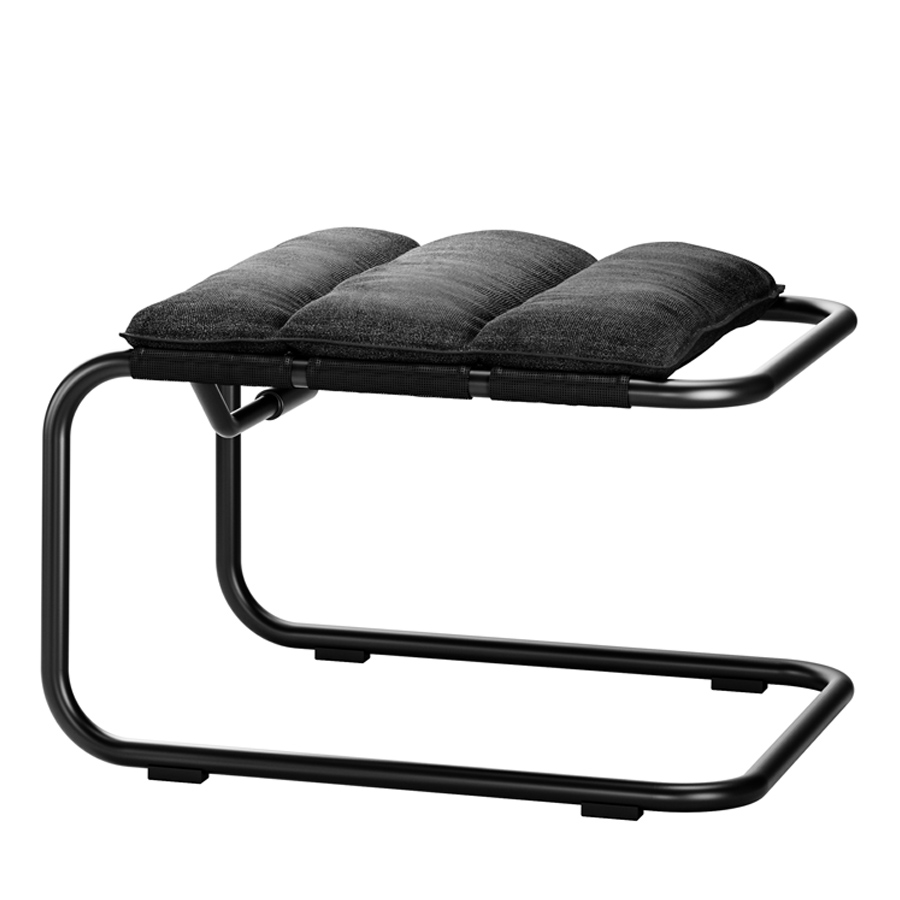 THONET Stahlrohr-Freischwinger S 35 NH Hocker & Kissen - Gestell schwarz