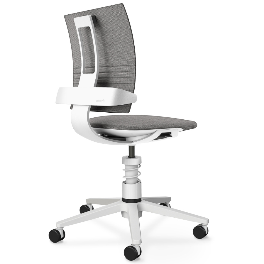 Aeris NEW 3Dee Bürostuhl | Stoff Cura hellgrau | Standard-Feder | Gestell weiß
