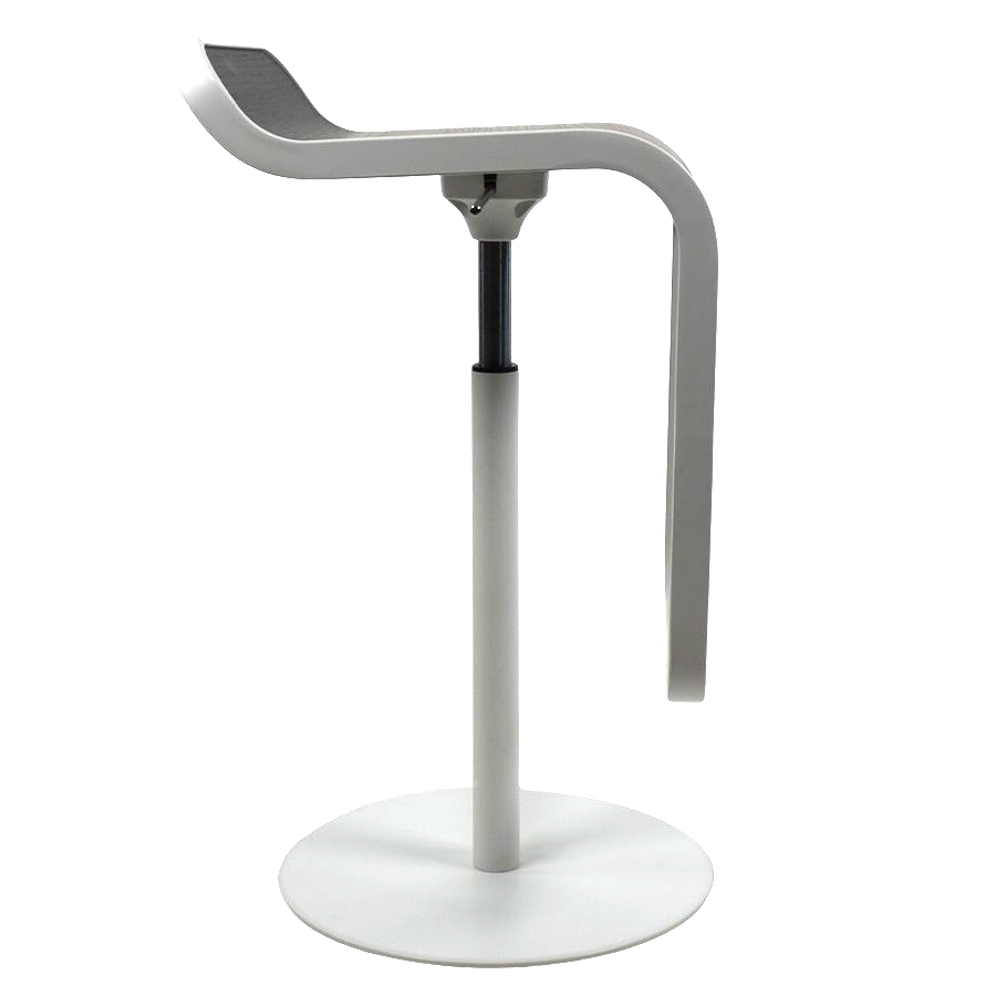 Lapalma LEM Barhocker - Gestell weiß - Gasfeder chrom - Sitz Holz schwarz offenporig