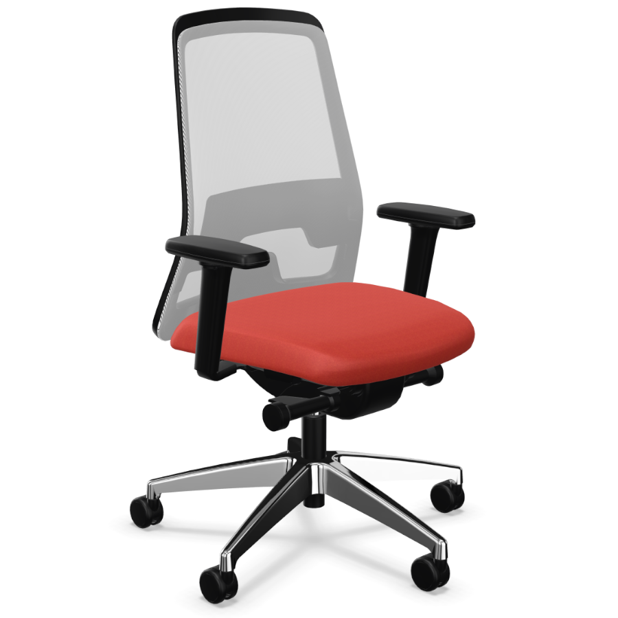 Interstuhl Every (EV21C) Bürostuhl Netzrücken Comfort Netz weiß Bezug rot