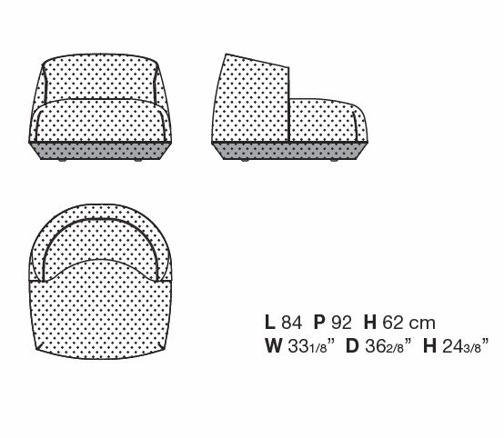 Kristalia Brioni Armchair klein Abmessungen