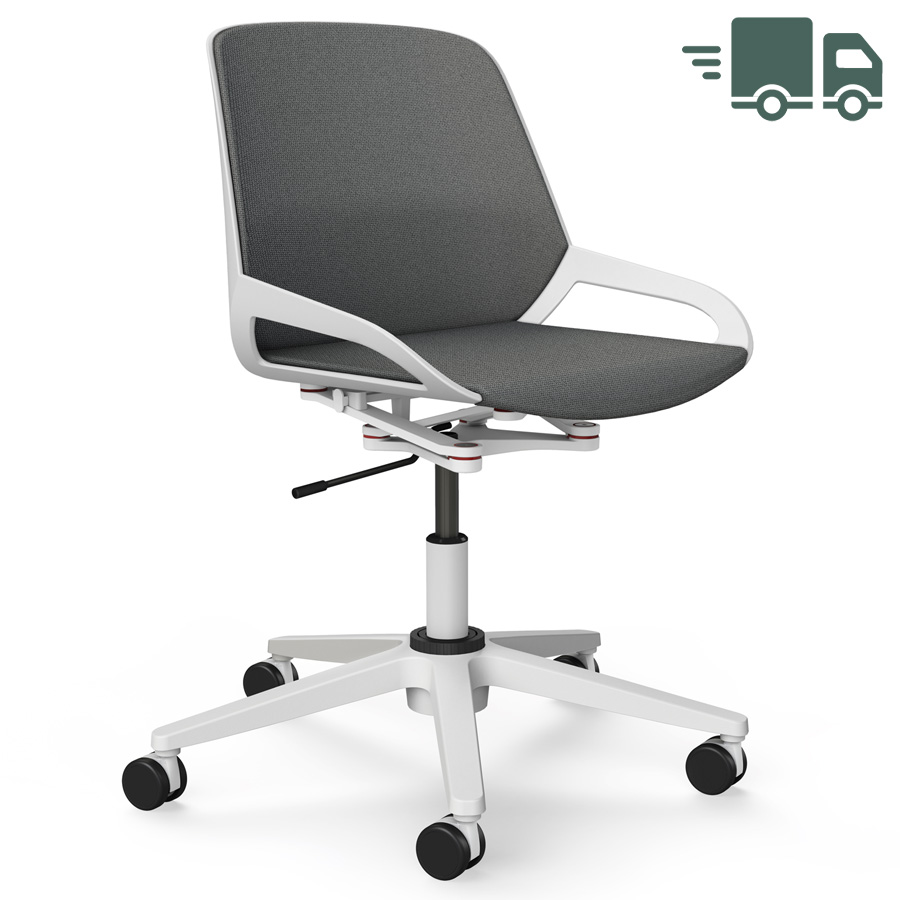 Aeris Numo Task weiß - Fußkreuz mit Rollen - Sitz- u. Rückenpolster Cura grau