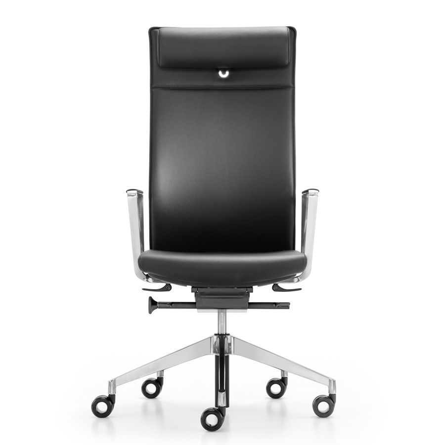 Girsberger Bürostuhl Diagon | Rückenlehne hoch gepolstert | Mit Kopfstütze und Ringarmlehnen