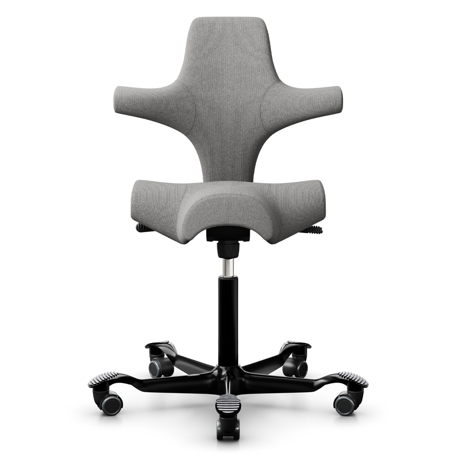 HAG CAPISCO 8106 Stoff Cura hellgrau mit Sattelsitz - Gestell schwarz - Frontansicht