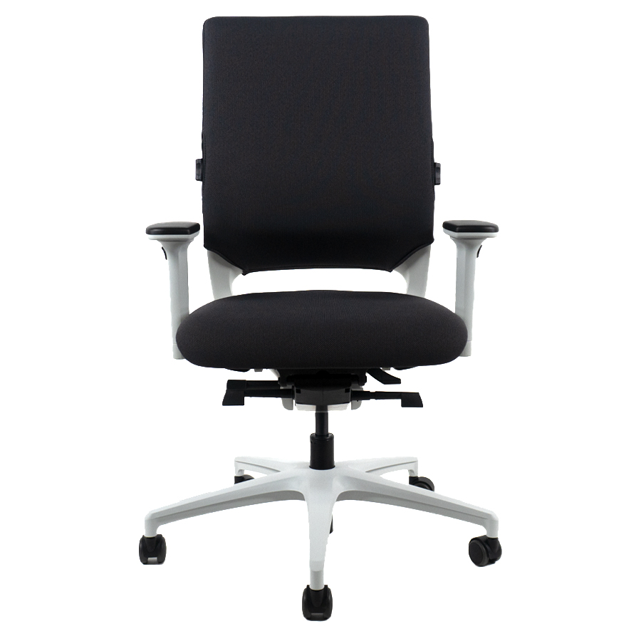 Klöber Mera98 Bürostuhl | Bezug Cura anthrazit | Gestell weiß-grau | Front