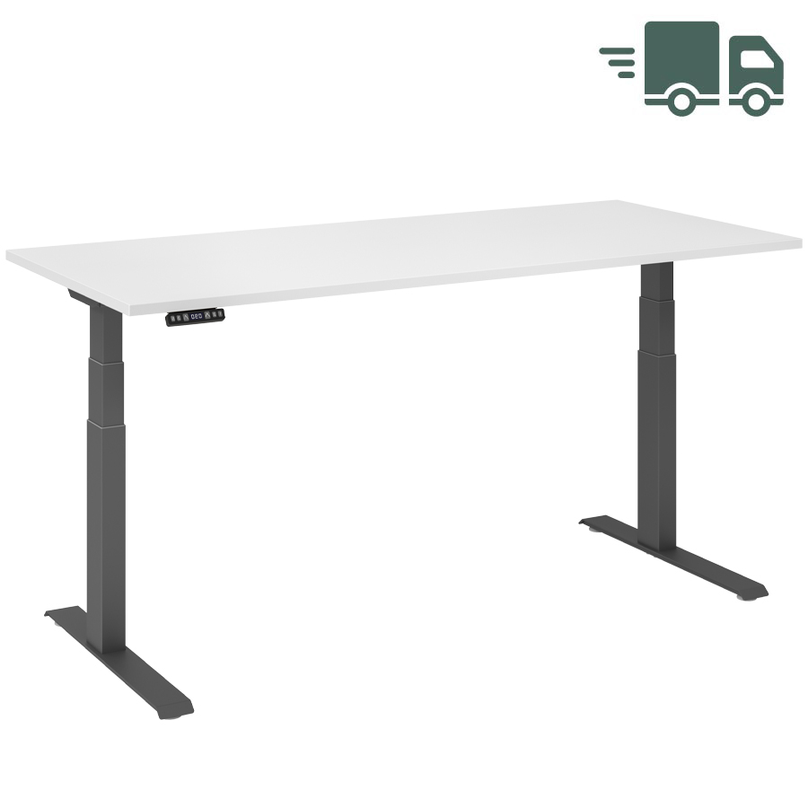 RWH RAPID Schreibtisch elektrisch verstellbar - weiß/graphit - 180 cm Breite
