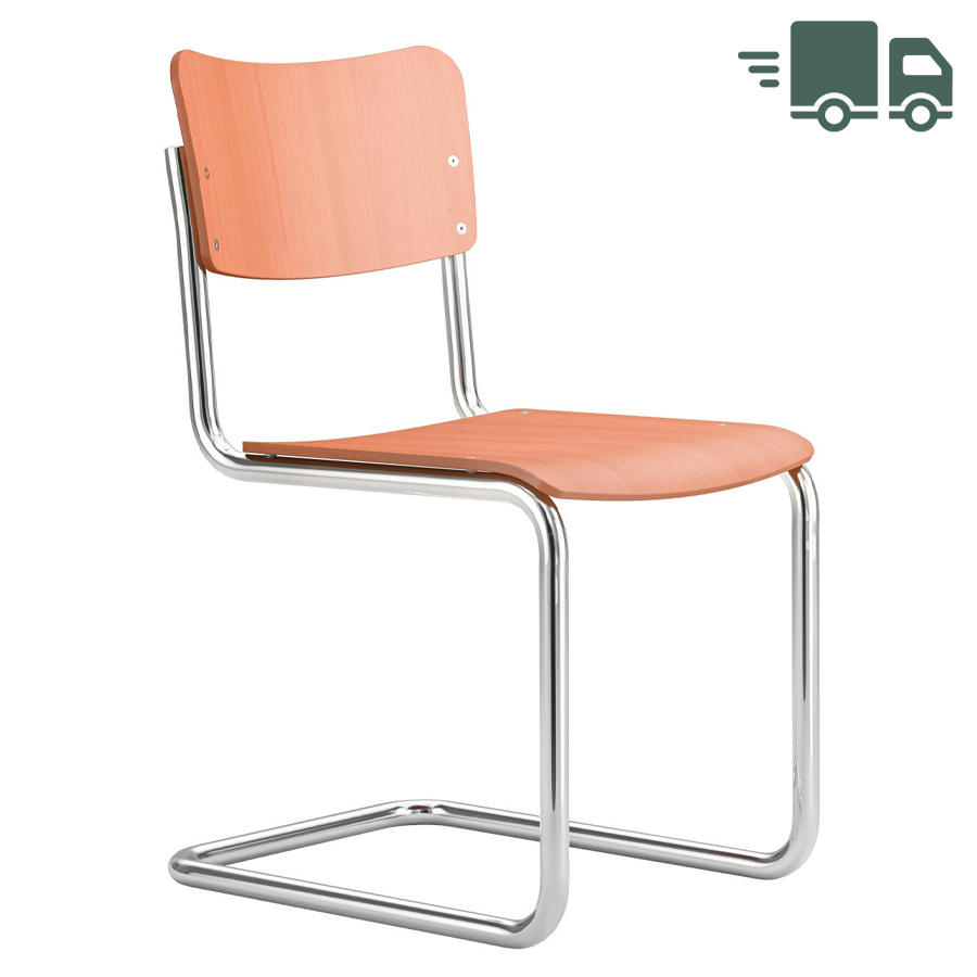 THONET Stahlrohr-Freischwinger S 43 K für Kinder - koralle gebeizt - Gestell verchromt