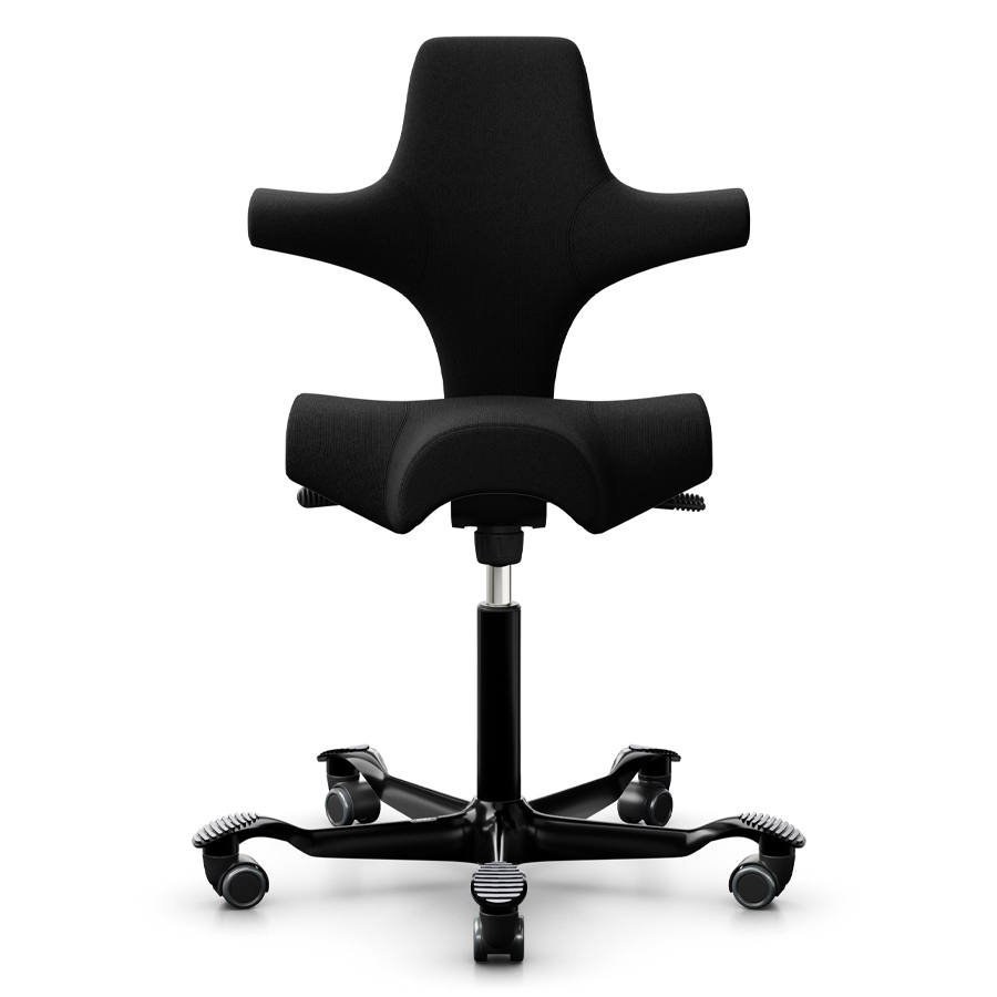 HAG CAPISCO 8106 Stoff Cura schwarz mit Sattelsitz - Gestell schwarz - Frontansicht