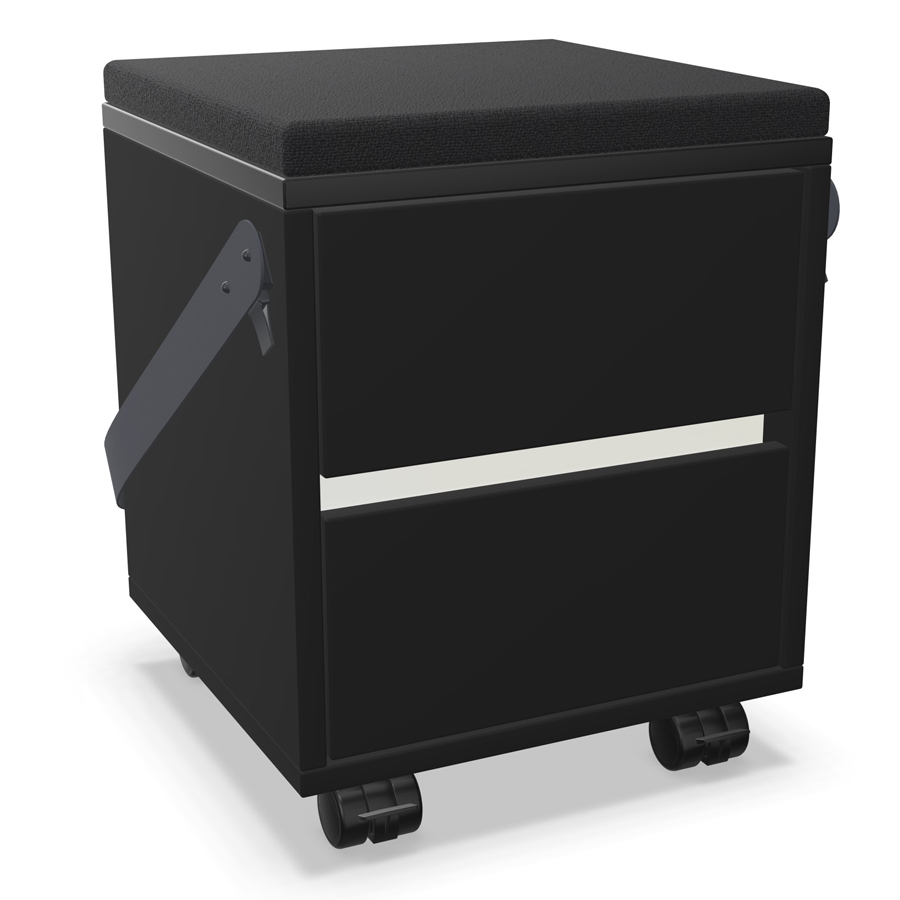 Palmberg Rollcontainer/Sitzhocker FIFFI schwarz - Griffmulde weiß