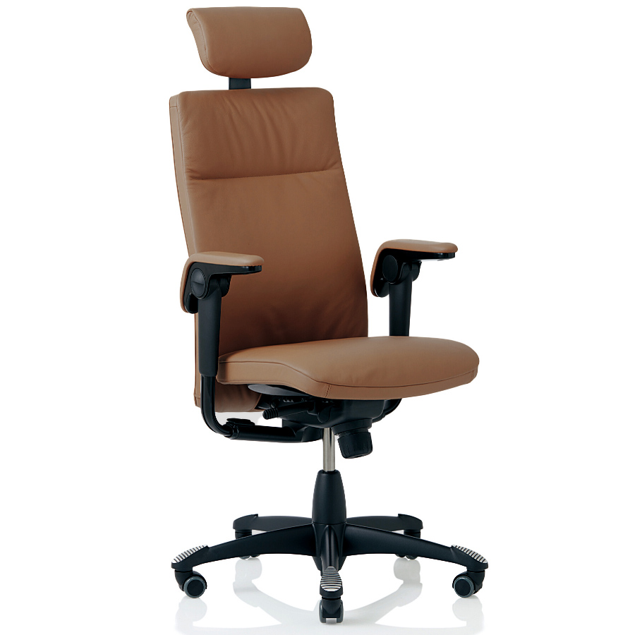 HAG Tribute 9031 Chefsessel Leder cognac mit Kopfstütze - Frontansicht