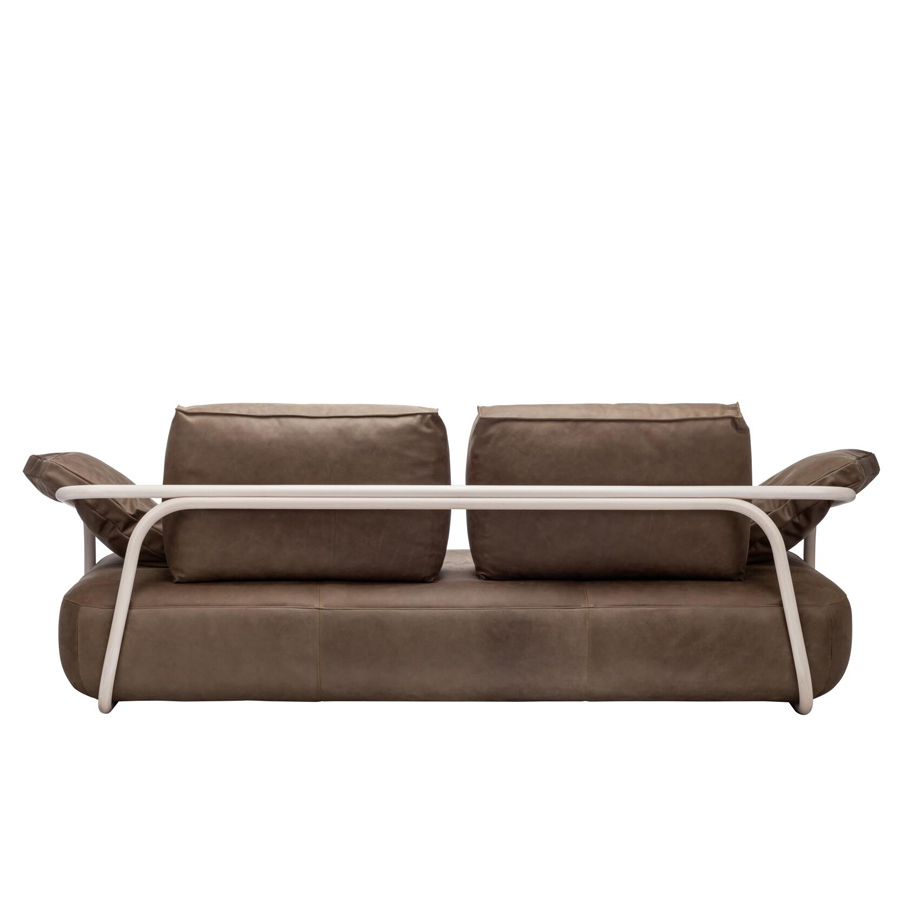 THONET 2002 Bugholzsofa mit Armlehnen - Leder braun