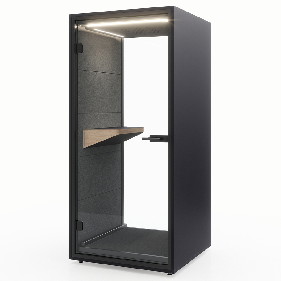 RWH Telefonbox anthrazit, Rahmen schwarz, Innenverkleidung Grau - mit Glasrückwand