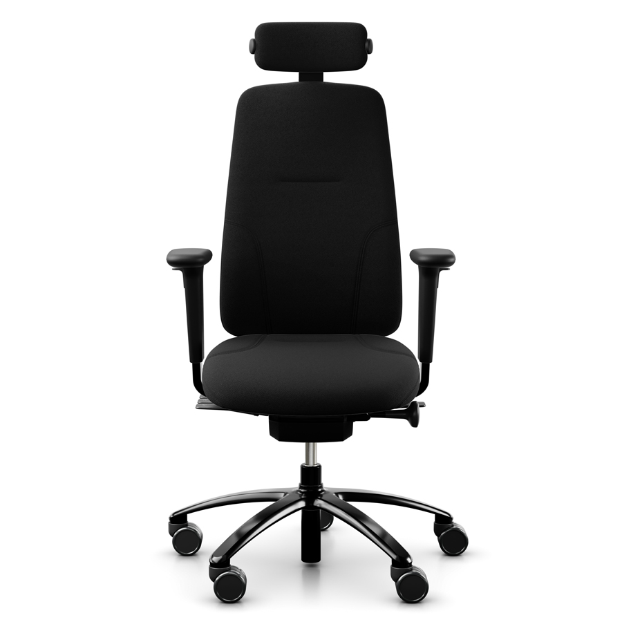 rh Logik 220 black | Nackenstütze | Bezug Cura schwarz | Fußkreuz Alu schwarz