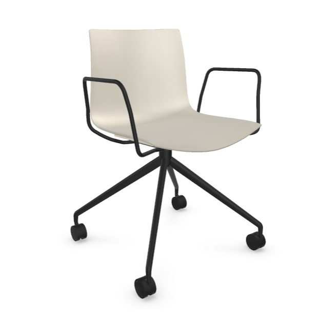 Arper Catifa 46 0369 einfarbig elfenbein mit Drehgestell schwarz