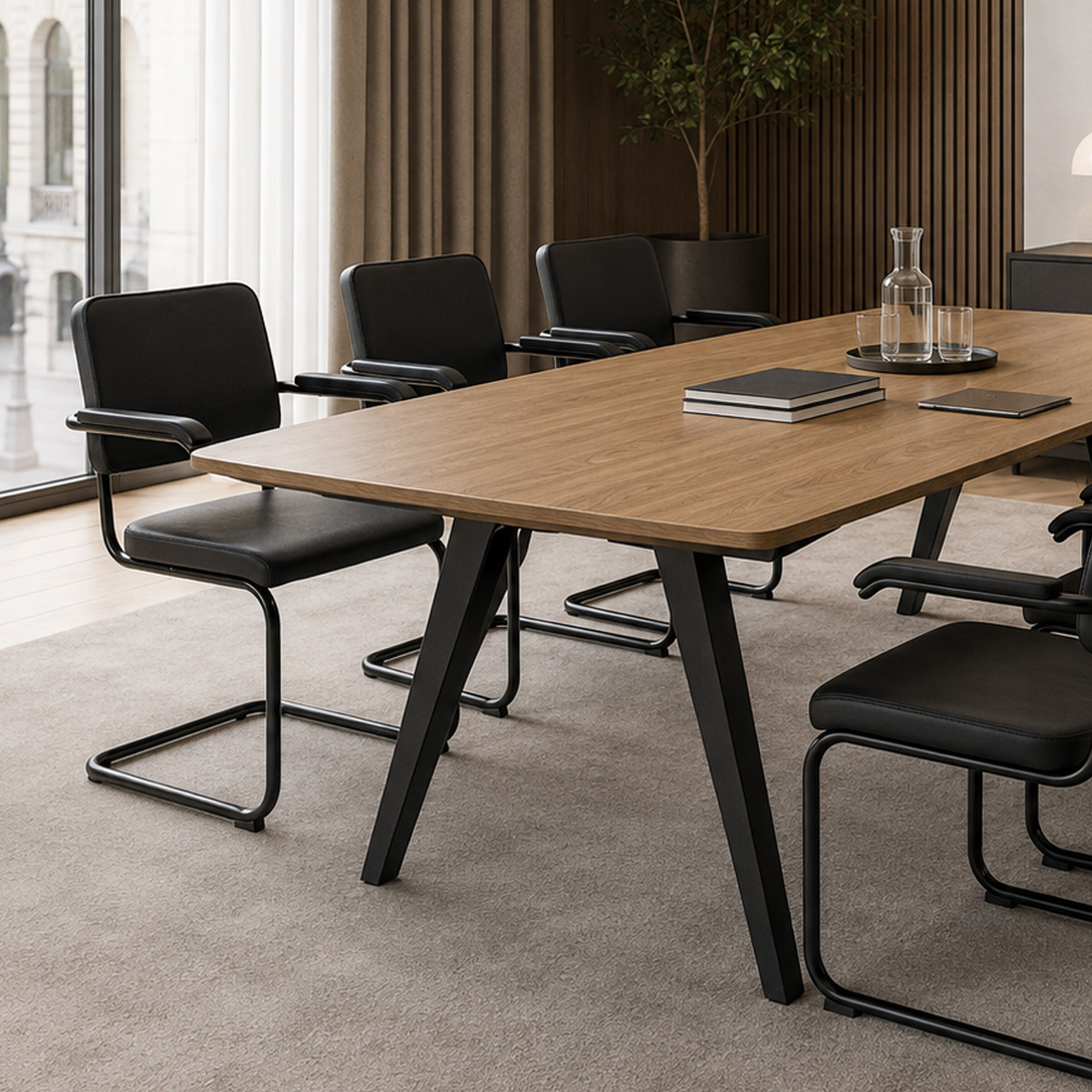 ABVERKAUF: THONET Stahlrohr-Freischwinger S 64 PV | Polstersitz Nappaleder nero schwarz