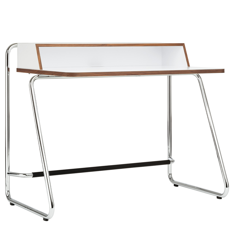 THONET Stahlrohr Schreibtisch S 1200 cool white - Kante Eiche geölt - Gestell verchromt