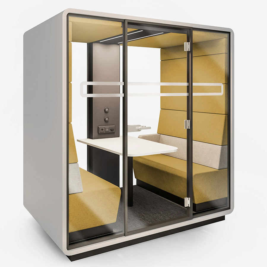 Hushoffice Hushmeet Akustikbox konfigurierbar in Wool Mustard und Biscuit