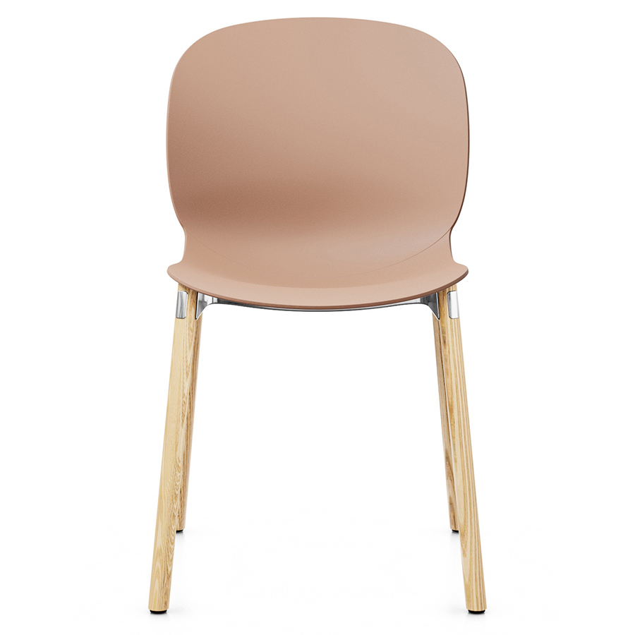 Profim Noor 6050 Sitzschale Rose, Gestell Aluminium poliert, Holzgestell Esche gebeizt natur