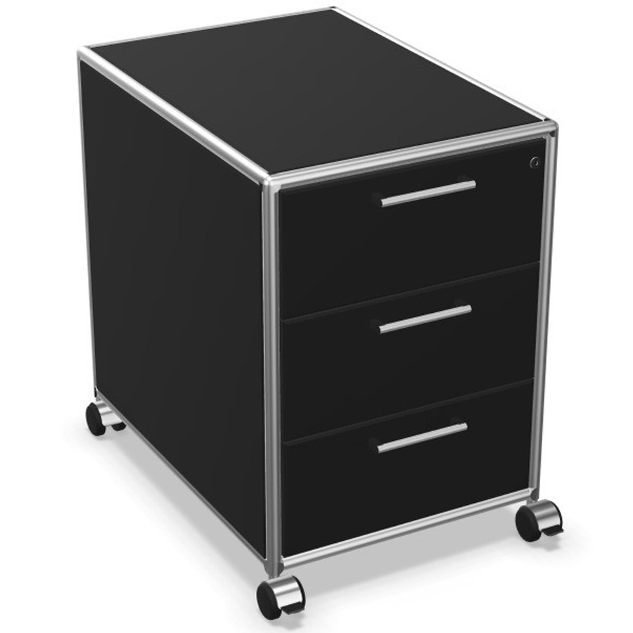 Bosse Rollcontainer mit Schüben vulkanschwarz - Gestell chrom